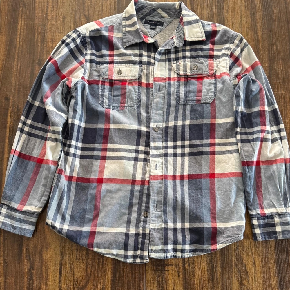 Tommy Hilfiger Casual Button Down Shirt Blue and Red